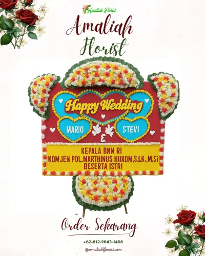 Karangan Papan Bunga Pernikahan di Cikole